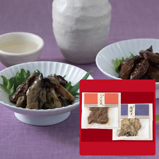 牡蠣しぐれ煮、牡蠣塩焼き