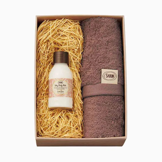 SABON シルキーボディミルク &オーガニックタオル グリーン・ローズ