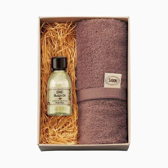 SABON シャワーオイル& オーガニックタオル グリーン・ローズ