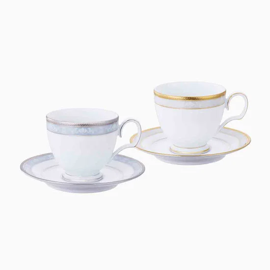 ノリタケハンプシャーペアティー･ コーヒー碗皿 金銀