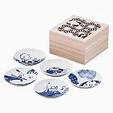 スヌーピー 染付 豆皿5枚揃 （木箱入）